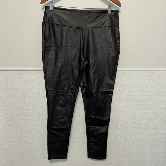 Kendall + Kylie Leggings Women's Black Faux Leather Skinny Leg Pants Size Large - Picture 1 of 11